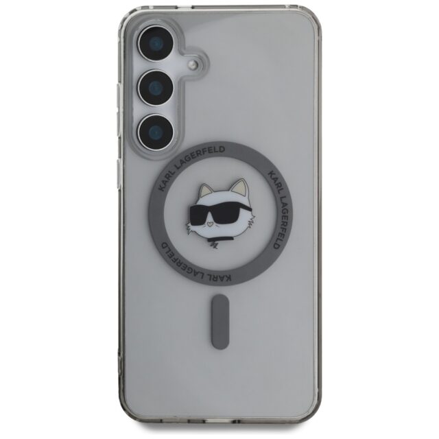 Case Karl Lagerfeld Button Choupette Head Printed Logo MagSafe Samsung Galaxy S25 black - imagine 3