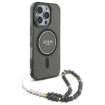 Guess GUHMP16LHGCRELSK iPhone 16 Pro 6.3" black hardcase IML Glitter With Pearl Strap MagSafe - imagine 3
