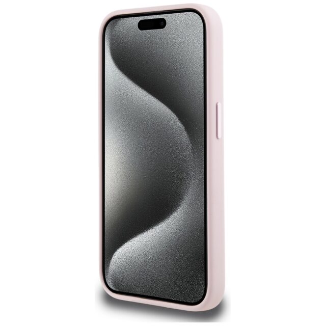 Case Karl Lagerfeld Silicone Shadow Metal Initial MagSafe for iPhone 15 pink - imagine 5