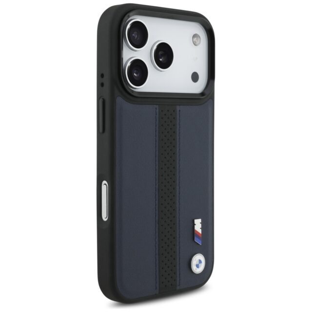 Case BMW M Perforated Stripe Logo MagSafe for iPhone 17 Pro navy blue - imagine 4