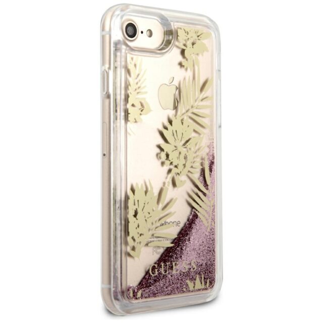 Guess GUHCP7GLUPPI iPhone 6/7/8/SE 2020 pink hard case Palm Springs Glitter Liquid - imagine 10