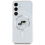Case Karl Lagerfeld Button Karl & Choupette Heads Printed Logo MagSafe for Samsung Galaxy S25 white - imagine 3