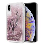 Karl Lagerfeld KLHCI65TRKSIGPI iPhone Xs Max pink hard case Signature Liquid Glitter Stars