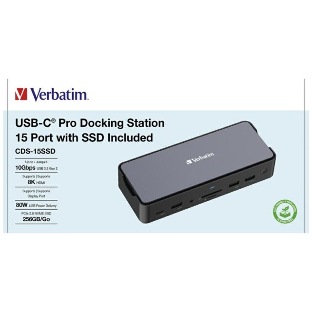 Adapter Verbatim docking station USB-C Pro 15in1 2xHDMI/1xRJ45/4xUSB-A/3xUSB-C/1xSD/1xmicroSD/1xAudi - imagine 10
