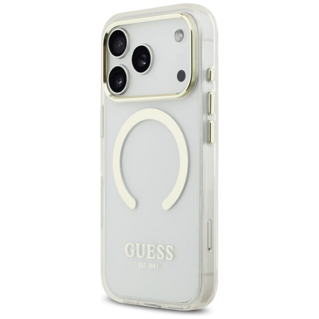 Guess Metal Outline MagSafe case for iPhone 17 Pro gold - imagine 2