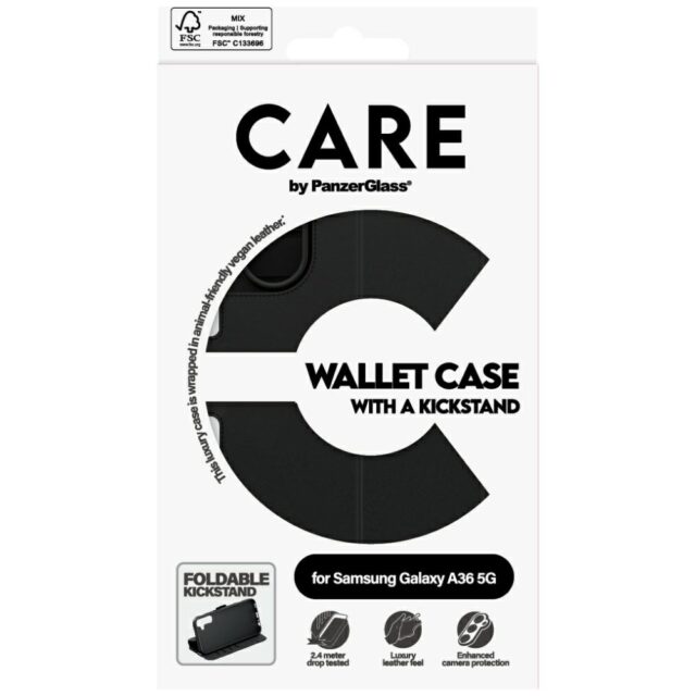 Case CARE by PanzerGlass Feature Wallet Kickstand for Samsung Galaxy A36 5G black - imagine 5
