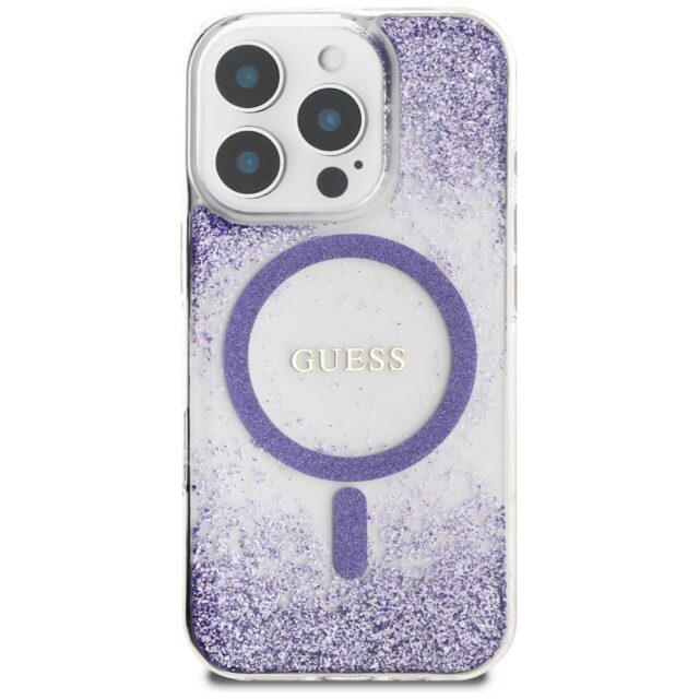 Guess HC Resin Bottom Glitter Case for iPhone 16 Pro Max MagSafe Purple - imagine 3