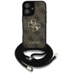 Case Guess 4G Big Logo Cord Stap Crossbody for iPhone 16 Plus brown - imagine 2