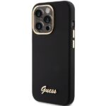 Guess GUHCP15XSMBSLK iPhone 15 Pro Max 6.7" black hardcase Silicone Script Metal Logo & Frame - imagine 2