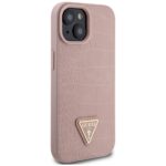 Guess GUHCP15SPCRTHCP iPhone 15 / 14 / 13 6.1" pink hardcase Croco Triangle Metal Logo - imagine 4