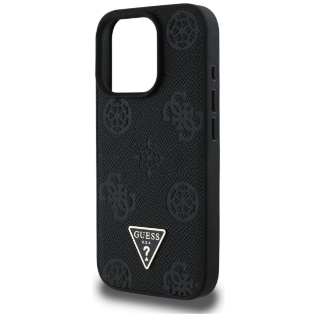 Case Guess Grained Hot Stamp Peony Triangle Logo MagSafe for iPhone 16 Pro black - imagine 6