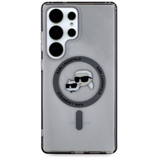 Case Karl Lagerfeld Button Karl & Choupette Heads Printed Logo MagSafe Samsung Galaxy S25 Ultra blac - imagine 3
