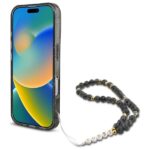 Guess GUHMP16SHGCRELSK iPhone 16 6.1" black hardcase IML Glitter With Pearl Strap MagSafe - imagine 4