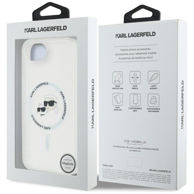 Case Karl Lagerfeld IML Metal Karl & Choupette Heads MagSafe for iPhone 16e white - imagine 8