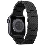 Band PITAKA Carbon Fiber Retro for Apple Watch 1/2/3/4/5/6/7/8/9/10/SE/Ultra/Ultra2 black grey - imagine 3