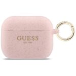 Case Guess Silicone Glitter Ring for AirPods Pro 3 pink