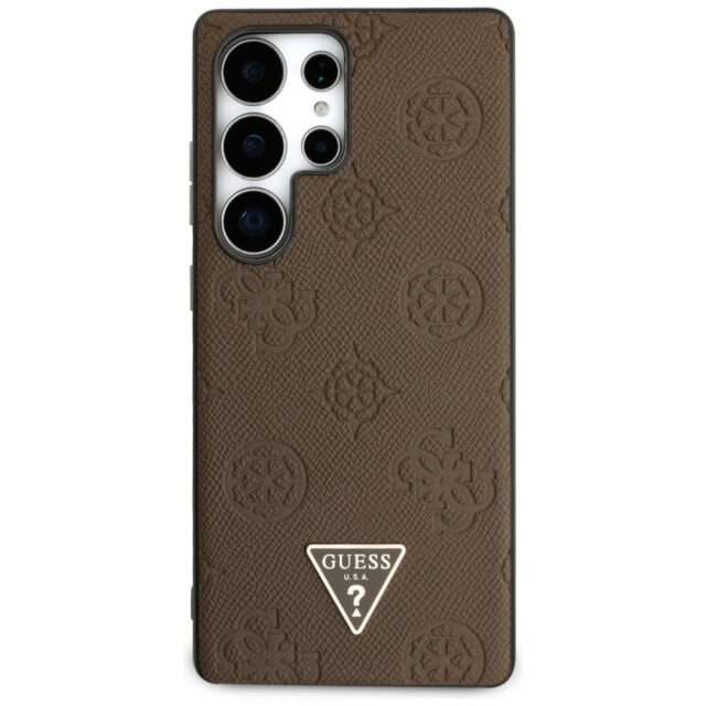 Case Guess Grained Hot Stamp Peony Pattern Triangle Logo MagSafe forSamsung Galaxy S25 Ultra b - imagine 3