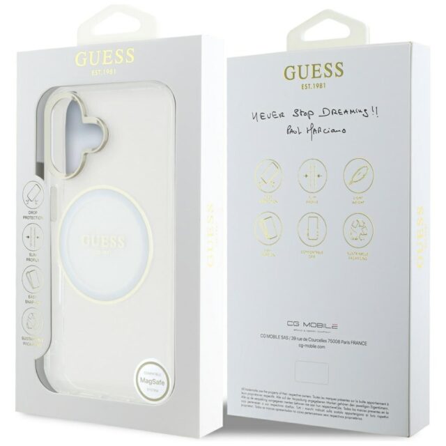 Case Guess IML Metal Colored Circle      Classic Logo MagSafe for iPhone 16 white - imagine 8