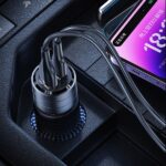USAMS car charger C36 USB+USB-C 95W Fast Charge black CC176CC01 (US-CC176) - imagine 7