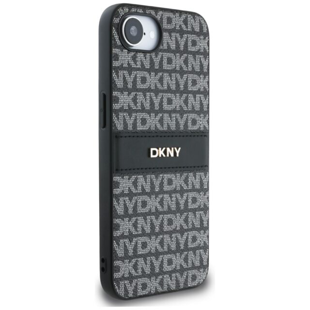 Case DKNY Repeat Texture Pattern with Tonal Stripe for iPhone 16e black - imagine 4