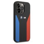 Case BMW BMHCP15X22SCSK iPhone 15 Pro Max 6.7" black Silicone Blue&Red Stripes M Collection - imagine 4