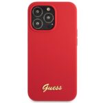 Guess GUHCP13XLSLMGRE iPhone 13 Pro Max 6.7" burgundy hard case Silicone Vintage Gold Logo - imagine 3
