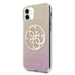 Guess GUHCN61PCUGLPGG iPhone 11 6,1" /Xr gold pink hard case Glitter 4G Circle Logo - imagine 2