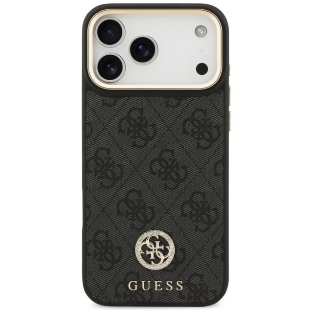 Case Guess 4G Strass Logo MagSafe for iPhone 17 Pro Max black - imagine 3