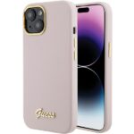 Guess GUHCP15SSMBSLP iPhone 15 / 14 / 13 6.1" pink hardcase Silicone Script Metal Logo & Frame
