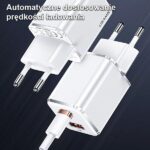 USAMS wall charger 1xUSB-C+1xUSB T43 33W PD3.0 + QC3.0 + U63 cable USB-C to Lightning white USKTZ - imagine 9
