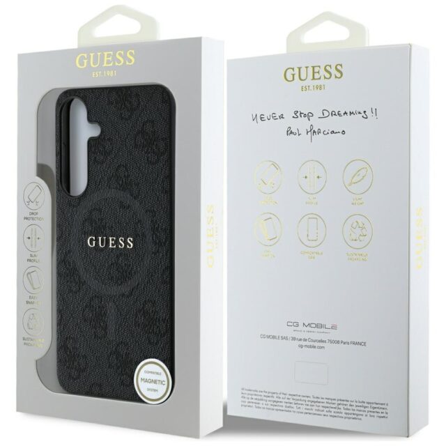 Case Guess Leather 4G Colored Ring Classic Logo MagSafe Samsung Galaxy S25+ black - imagine 8
