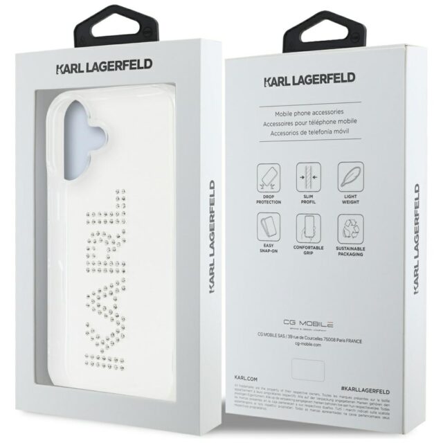 Case Karl Lagerfeld IML Rhinestones Logo for iPhone 16 transparent - imagine 8