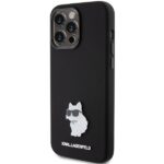 Karl Lagerfeld KLHCP15XSMHCNPK iPhone 15 Pro Max 6.7" black Silicone Choupette Metal Pin - imagine 2