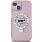 Karl Lagerfeld KLHMP15SHMRSCHP iPhone 15/ 14 / 13 6.1" pink hardcase Ring Stand Choupette Head - imagine 3