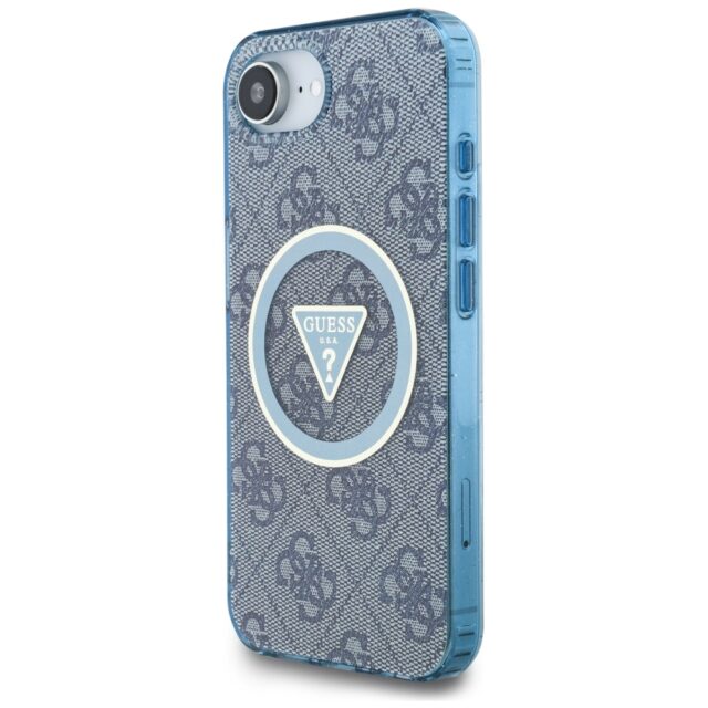 Case Guess IML Metal Glitter 4G Circle Triangle MagSafe for iPhone 16e blue - imagine 2