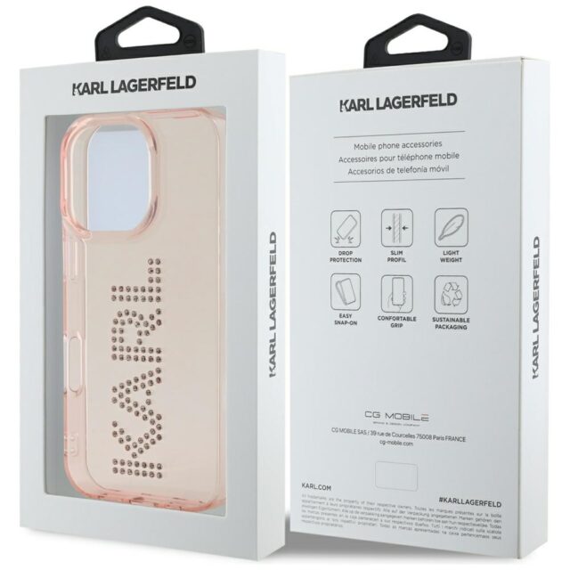 Case Karl Lagerfeld IML Rhinestones Logo for iPhone 16 Pro Max pink - imagine 8