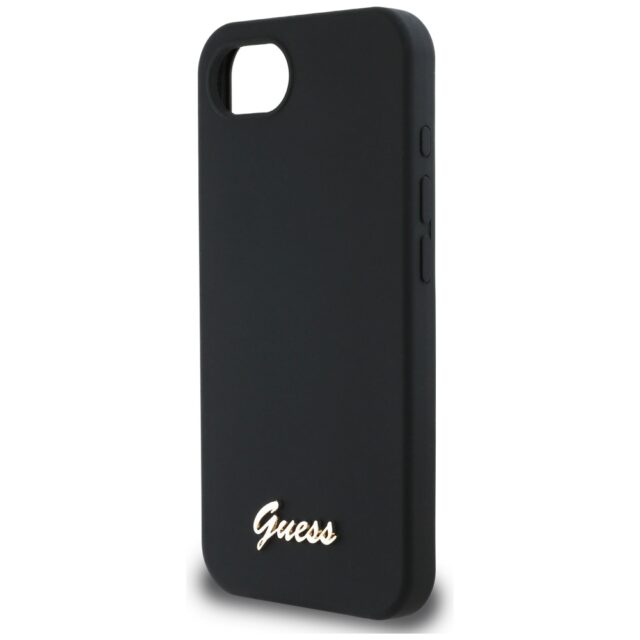 Case Guess Silicone Script Metal Logo MagSafe for iPhone 16e black - imagine 6