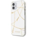 Guess GUHCP12SPCUCHWH iPhone 12 mini 5,4" white hardcase Gold Chain Collection - imagine 2