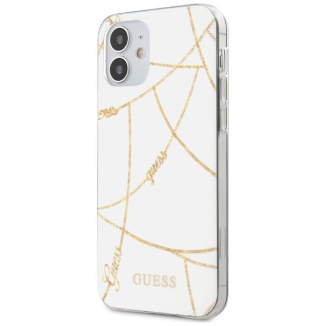 Guess GUHCP12SPCUCHWH iPhone 12 mini 5,4" white hardcase Gold Chain Collection - imagine 2