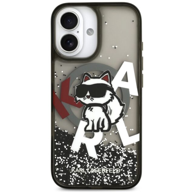Karl Lagerfeld Liquid Glitter Choupette Logo MagSafe Case for iPhone 17 Black - imagine 3