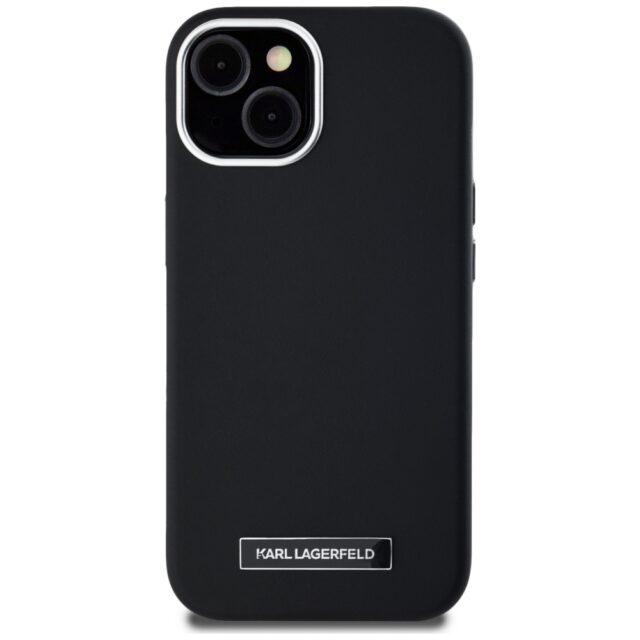 Case Karl Lagerfeld  FW Metal Plate MagSafe for iPhone 15 black - imagine 3
