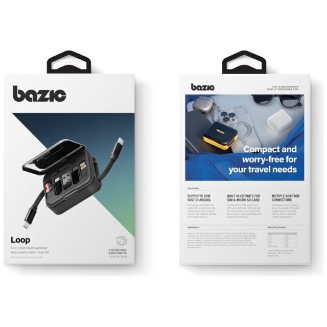 Cable Bazic GoCharge Loop 5in1 Lightning, USB-A, Micro USB 1m black - imagine 8