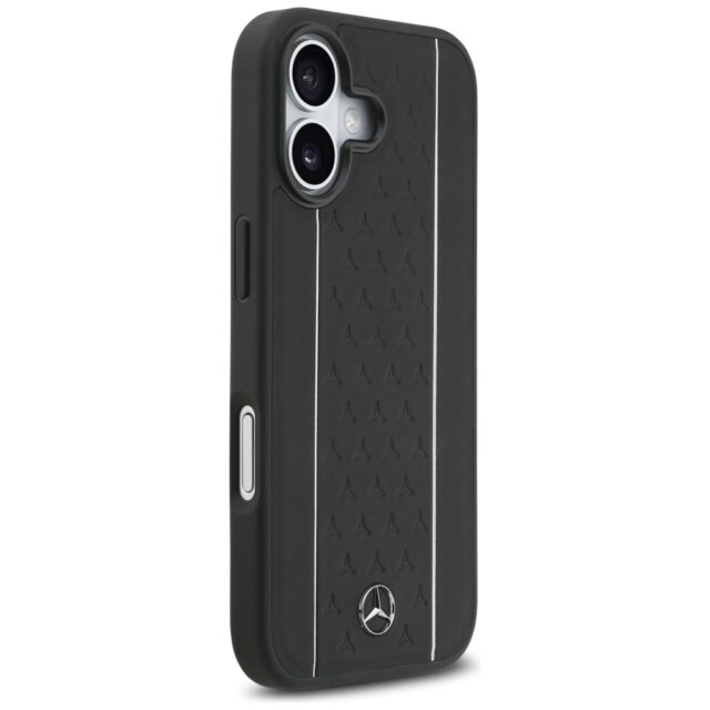 Mercedes Leather Star Pattern Stripes MagSafe Case for iPhone 17 Black - imagine 4