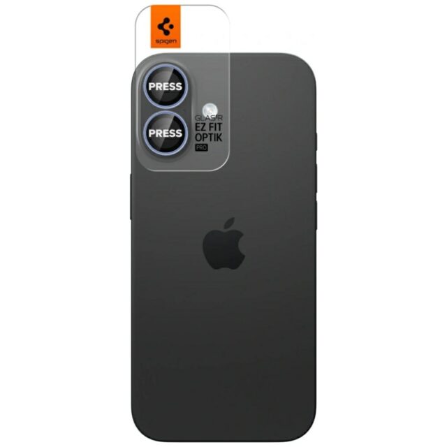 Spigen Optik Pro Glas.TR "EZ FIT" Camera Protector 2pcs for iPhone 17 / 16 / 16 Plus blue - imagine 2