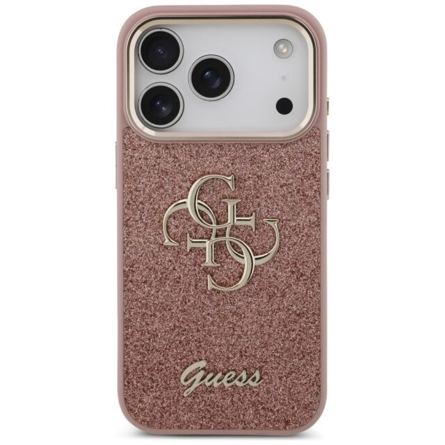 Guess Fixed Glitter Big 4G Metal Frame Case for iPhone 17 Pro Pink - imagine 3