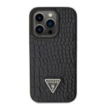 Guess GUHCP15LPCRTHCK iPhone 15 Pro 6.1" black hardcase Croco Triangle Metal Logo - imagine 3