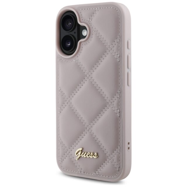 Guess GUHCP16SPSQSQSP iPhone 16 6.1" pink hardcase Quiled Metal Logo - imagine 2