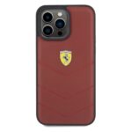 Ferrari FEHCP15XRDUR iPhone 15 Pro Max 6.7" red hardcase Leather Stitched Lines - imagine 3