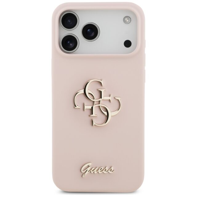 Guess Silicone Big 4G Script Case for iPhone 17 Pro Max Pink - imagine 3