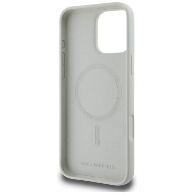 Case Karl Lagerfeld Silicone Double Heads And Circle MagSafe for iPhone 16 Pro beige - imagine 7